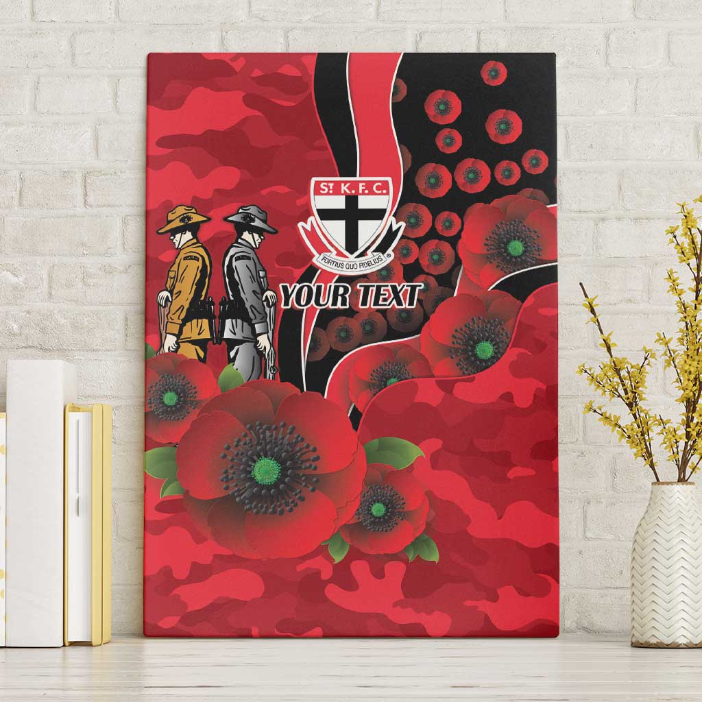 St Saints ANZAC Personalised Canvas Wall Art Lest We Forget Poppy Camo
