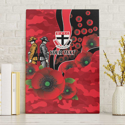 St Saints ANZAC Personalised Canvas Wall Art Lest We Forget Poppy Camo
