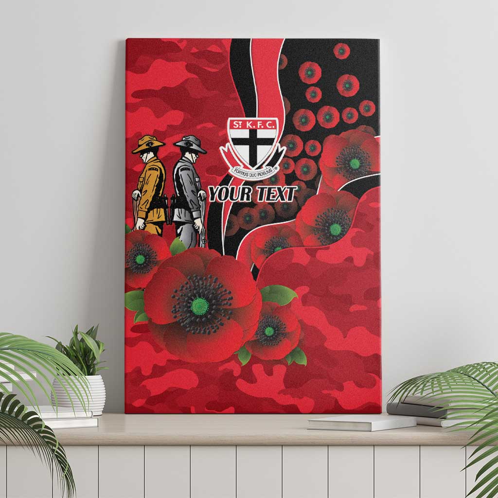 St Saints ANZAC Personalised Canvas Wall Art Lest We Forget Poppy Camo