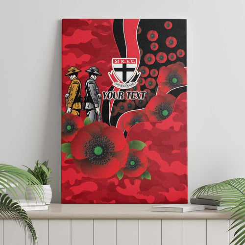 St Saints ANZAC Personalised Canvas Wall Art Lest We Forget Poppy Camo