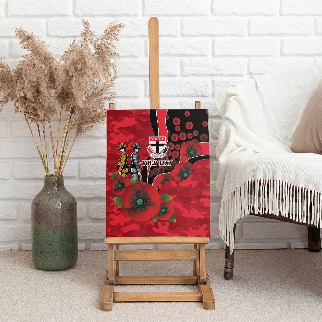 St Saints ANZAC Personalised Canvas Wall Art Lest We Forget Poppy Camo