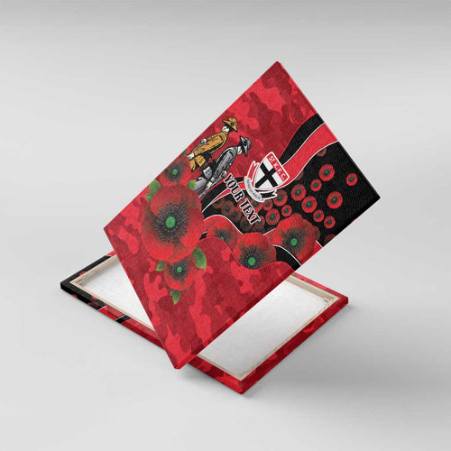 St Saints ANZAC Personalised Canvas Wall Art Lest We Forget Poppy Camo