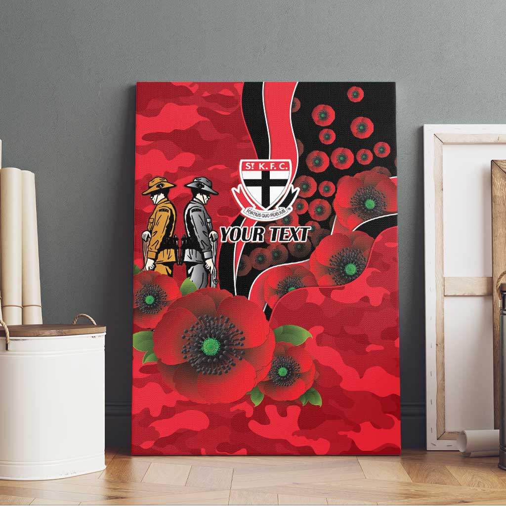 St Saints ANZAC Personalised Canvas Wall Art Lest We Forget Poppy Camo