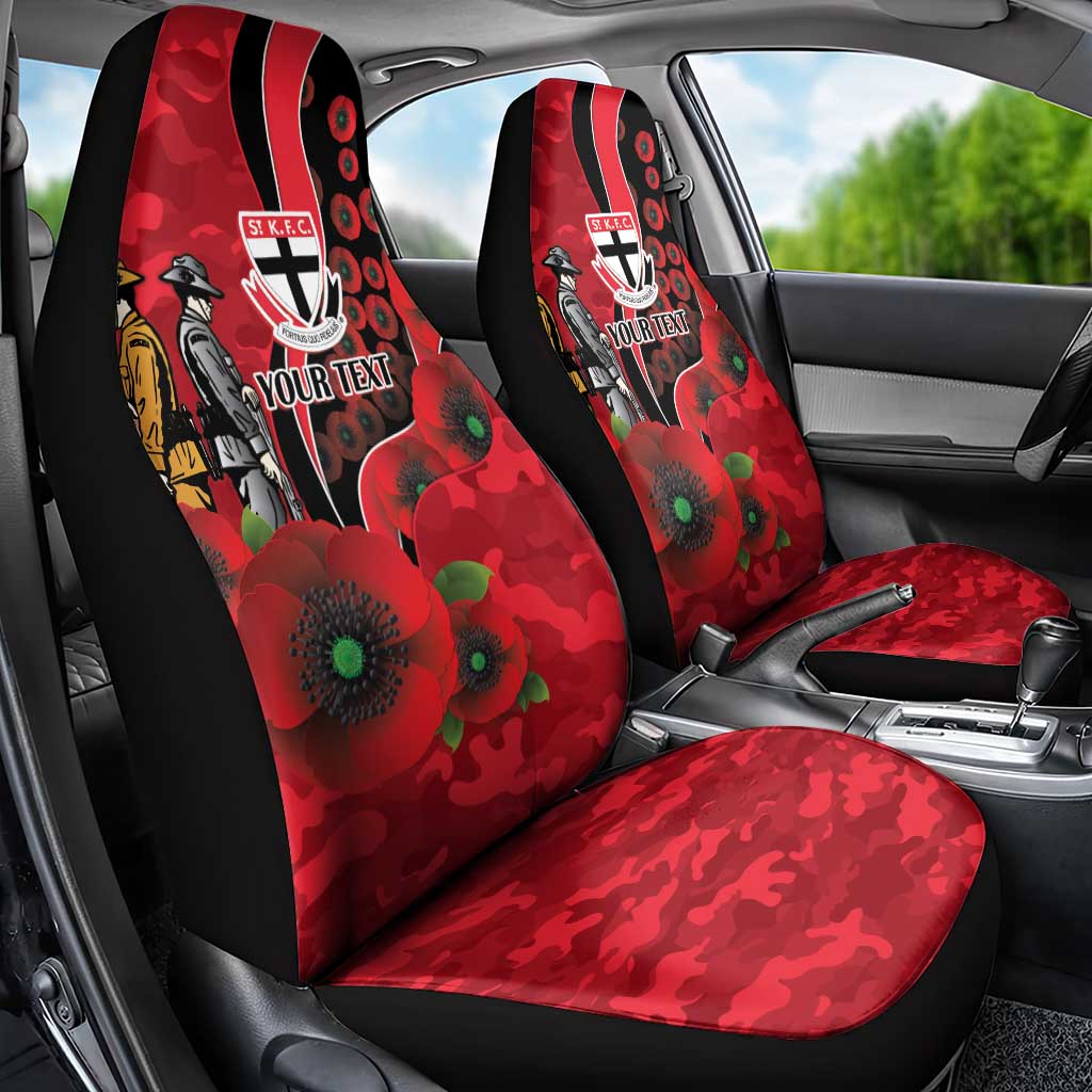 St Saints ANZAC Personalised Car Seat Cover Lest We Forget Poppy Camo
