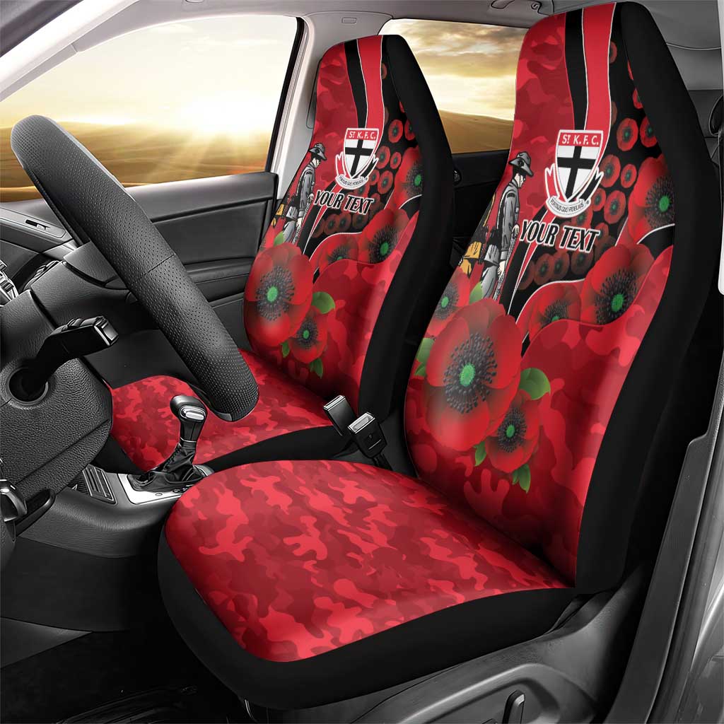 St Saints ANZAC Personalised Car Seat Cover Lest We Forget Poppy Camo