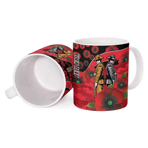 St Saints ANZAC Personalised Ceramic Mug Lest We Forget Poppy Camo