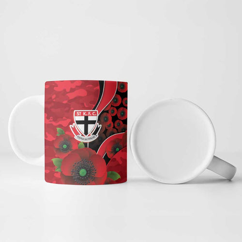 St Saints ANZAC Personalised Ceramic Mug Lest We Forget Poppy Camo