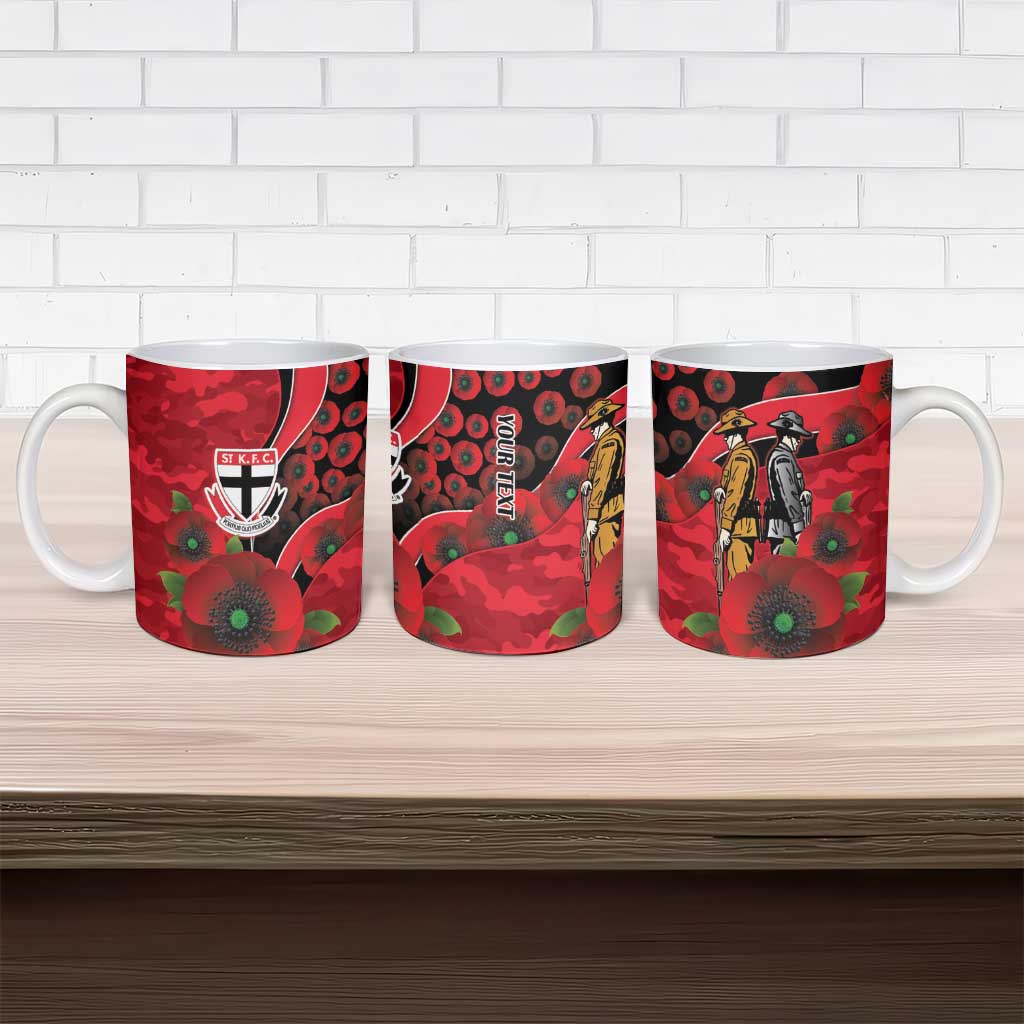St Saints ANZAC Personalised Ceramic Mug Lest We Forget Poppy Camo