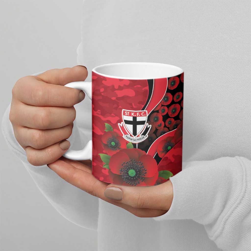 St Saints ANZAC Personalised Ceramic Mug Lest We Forget Poppy Camo
