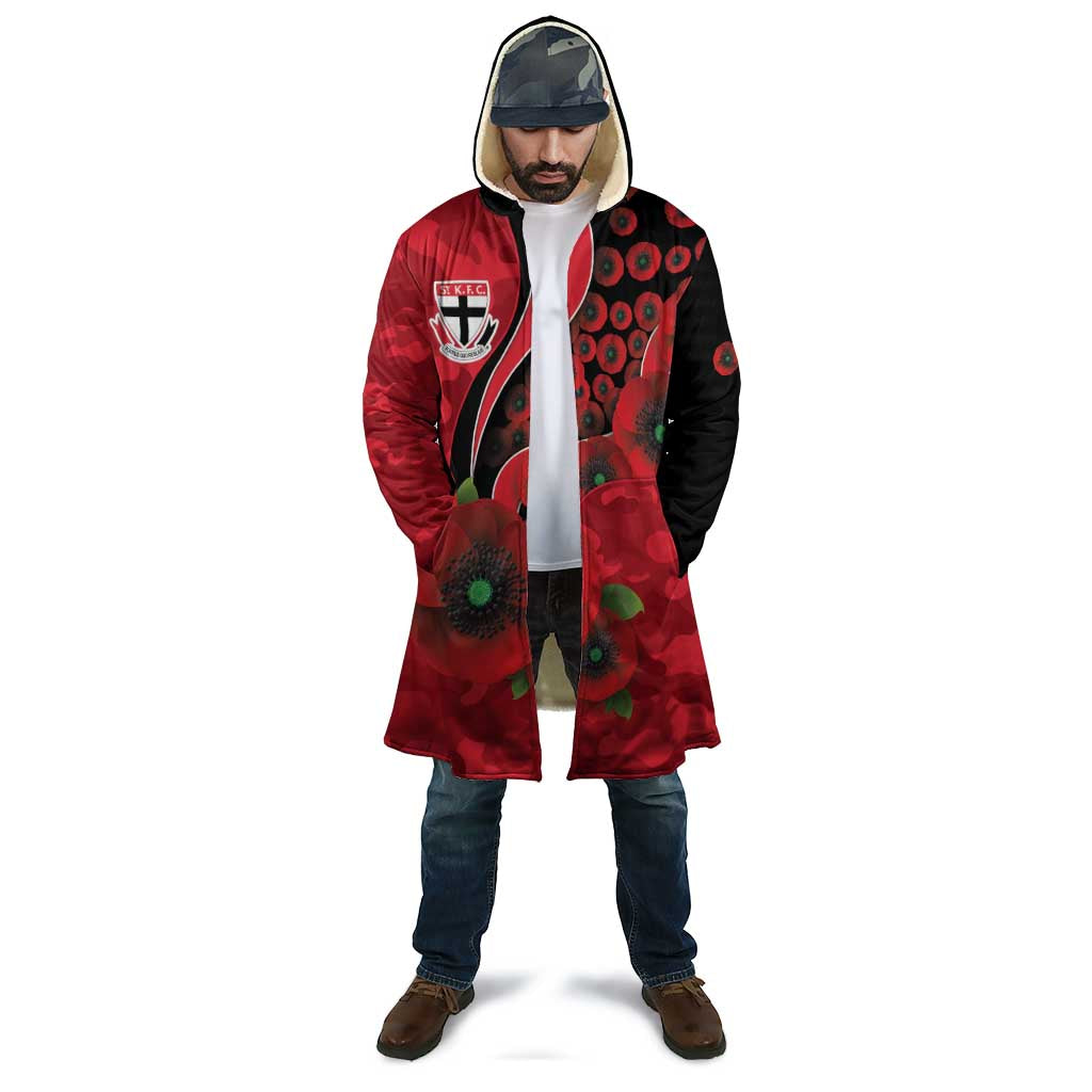 St Saints ANZAC Personalised Cloak Lest We Forget Poppy Camo