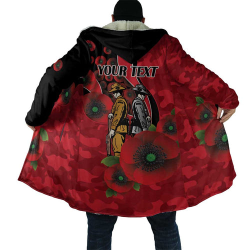 St Saints ANZAC Personalised Cloak Lest We Forget Poppy Camo