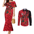 St Saints ANZAC Personalised Couples Matching Mermaid Dress and Long Sleeve Button Shirt Lest We Forget Poppy Camo
