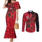 St Saints ANZAC Personalised Couples Matching Mermaid Dress and Long Sleeve Button Shirt Lest We Forget Poppy Camo