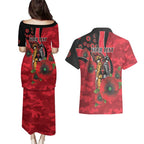 St Saints ANZAC Personalised Couples Matching Puletasi and Hawaiian Shirt Lest We Forget Poppy Camo