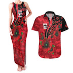 St Saints ANZAC Personalised Couples Matching Tank Maxi Dress and Hawaiian Shirt Lest We Forget Poppy Camo