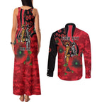 St Saints ANZAC Personalised Couples Matching Tank Maxi Dress and Long Sleeve Button Shirt Lest We Forget Poppy Camo