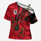 St Saints ANZAC Personalised Cross Shoulder Shirt Lest We Forget Poppy Camo