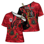 St Saints ANZAC Personalised Cross Shoulder Shirt Lest We Forget Poppy Camo