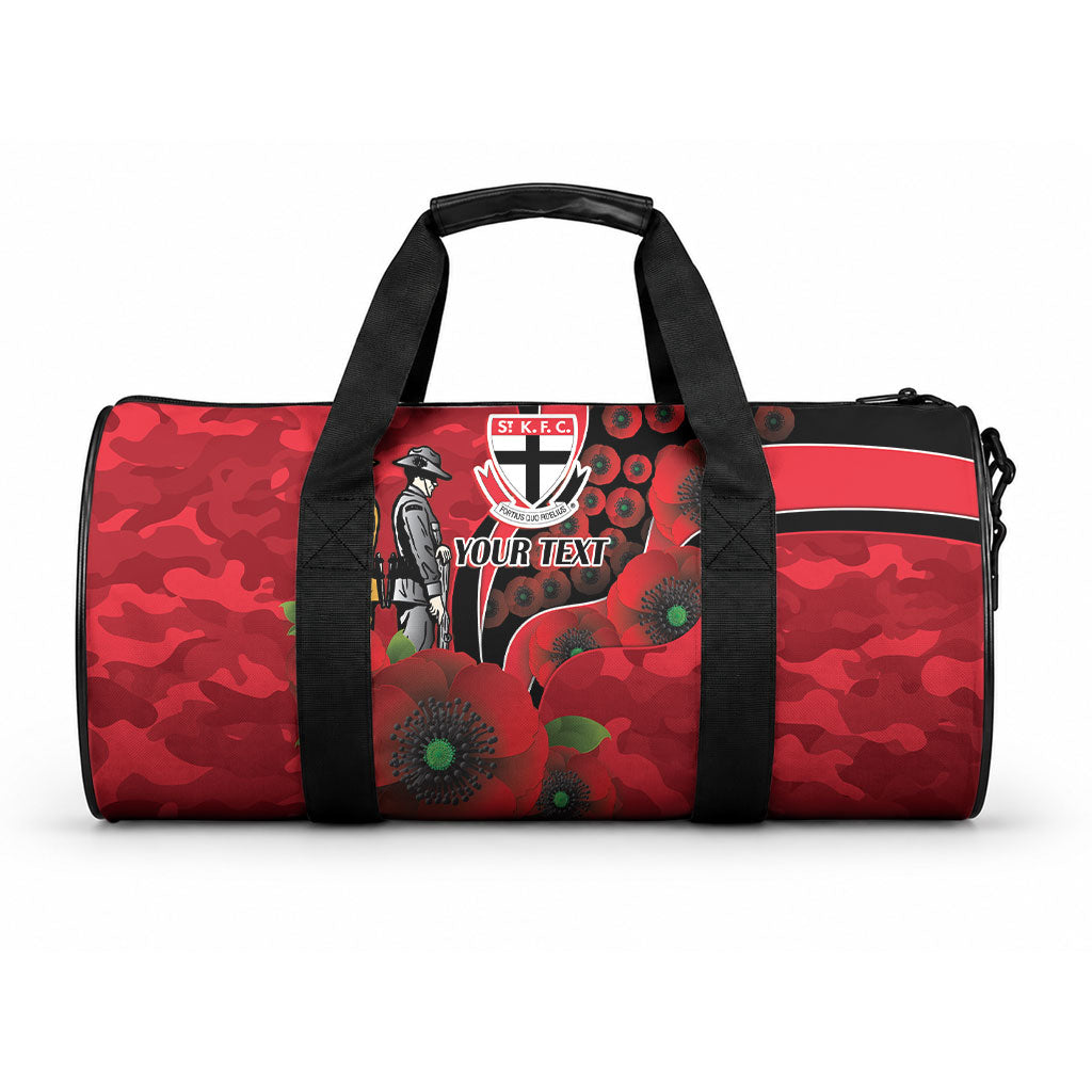 St Saints ANZAC Personalised Duffle Bag Lest We Forget Poppy Camo