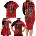 St Saints ANZAC Personalised Family Matching Long Sleeve Bodycon Dress and Hawaiian Shirt Lest We Forget Poppy Camo