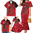 St Saints ANZAC Personalised Family Matching Mermaid Dress and Hawaiian Shirt Lest We Forget Poppy Camo