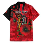 St Saints ANZAC Personalised Family Matching Off Shoulder Maxi Dress and Hawaiian Shirt Lest We Forget Poppy Camo