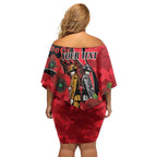 St Saints ANZAC Personalised Family Matching Off Shoulder Short Dress and Hawaiian Shirt Lest We Forget Poppy Camo