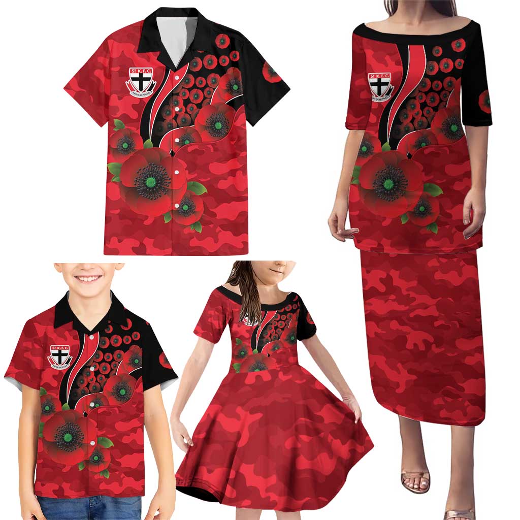 St Saints ANZAC Personalised Family Matching Puletasi and Hawaiian Shirt Lest We Forget Poppy Camo