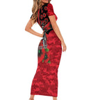 St Saints ANZAC Personalised Family Matching Short Sleeve Bodycon Dress and Hawaiian Shirt Lest We Forget Poppy Camo