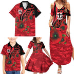St Saints ANZAC Personalised Family Matching Summer Maxi Dress and Hawaiian Shirt Lest We Forget Poppy Camo
