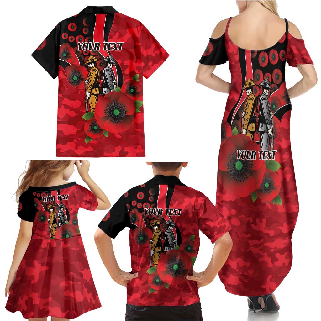St Saints ANZAC Personalised Family Matching Summer Maxi Dress and Hawaiian Shirt Lest We Forget Poppy Camo