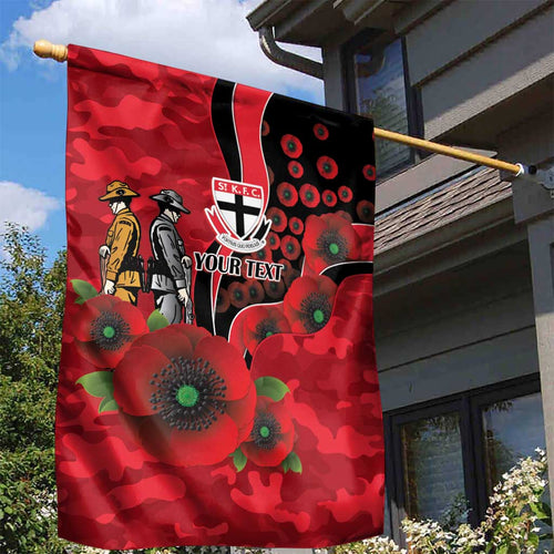 St Saints ANZAC Personalised Garden Flag Lest We Forget Poppy Camo