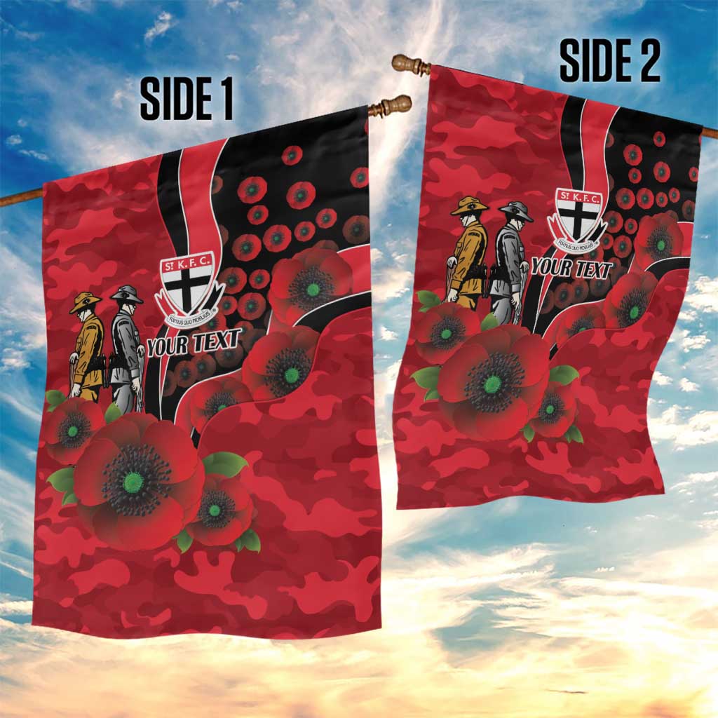 St Saints ANZAC Personalised Garden Flag Lest We Forget Poppy Camo