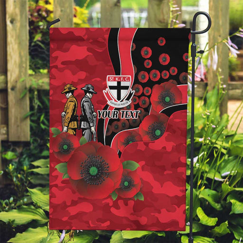 St Saints ANZAC Personalised Garden Flag Lest We Forget Poppy Camo
