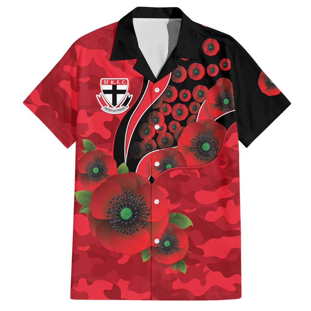 St Saints ANZAC Personalised Hawaiian Shirt Lest We Forget Poppy Camo