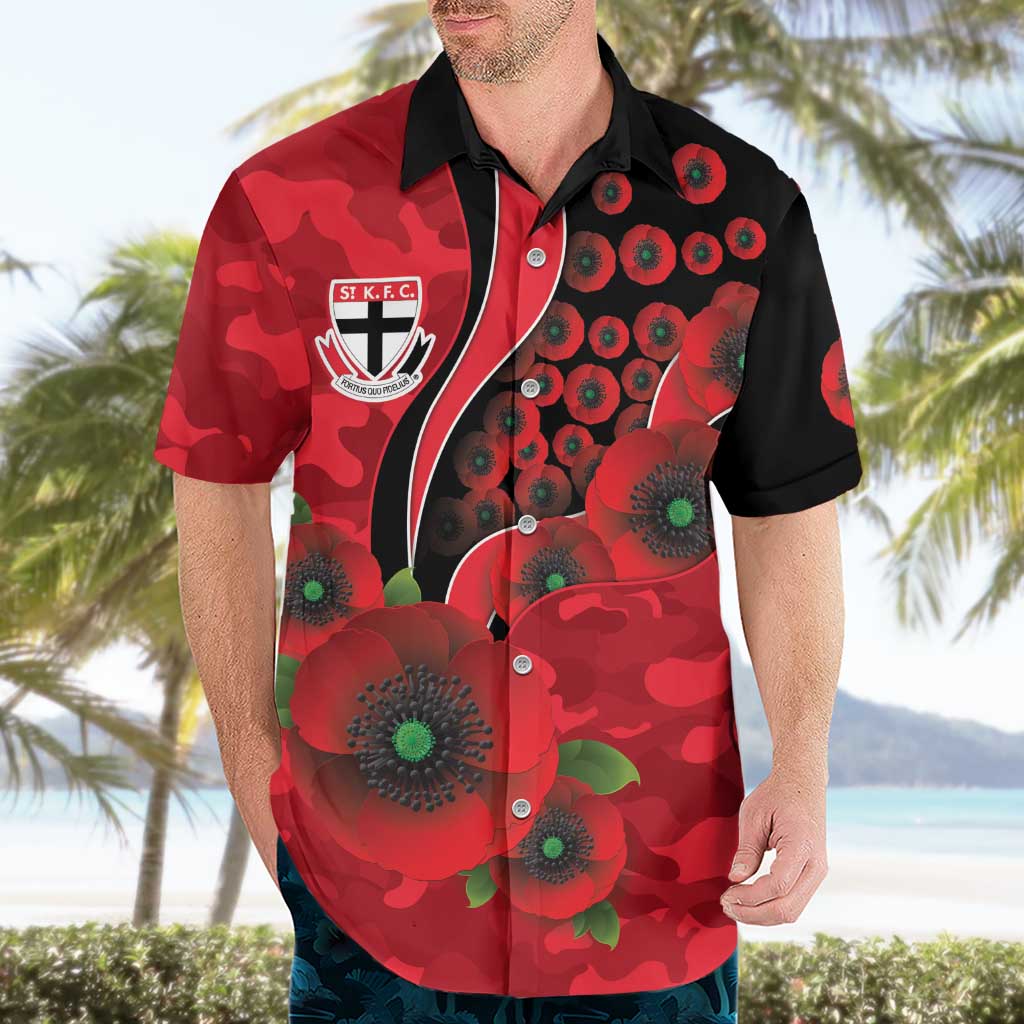 St Saints ANZAC Personalised Hawaiian Shirt Lest We Forget Poppy Camo