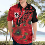 St Saints ANZAC Personalised Hawaiian Shirt Lest We Forget Poppy Camo