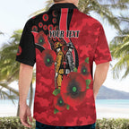 St Saints ANZAC Personalised Hawaiian Shirt Lest We Forget Poppy Camo