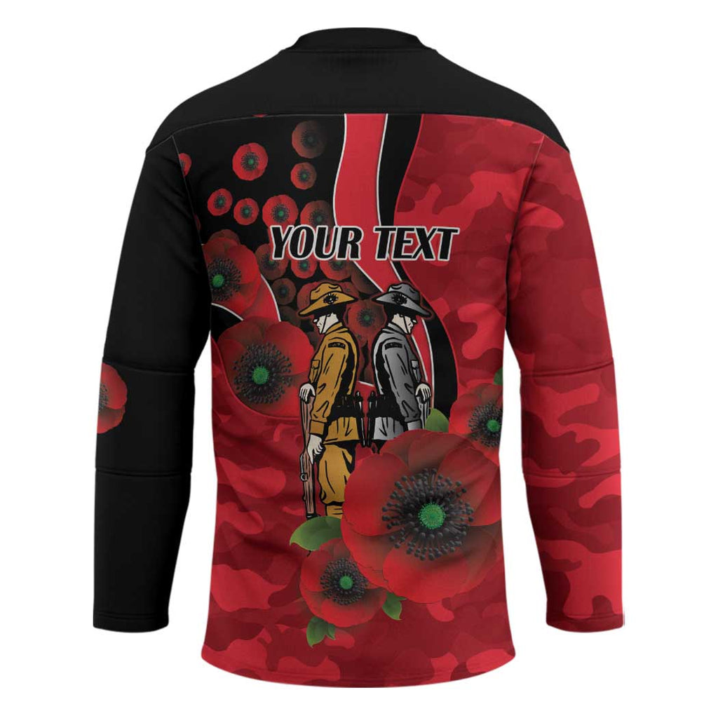 St Saints ANZAC Personalised Hockey Jersey Lest We Forget Poppy Camo