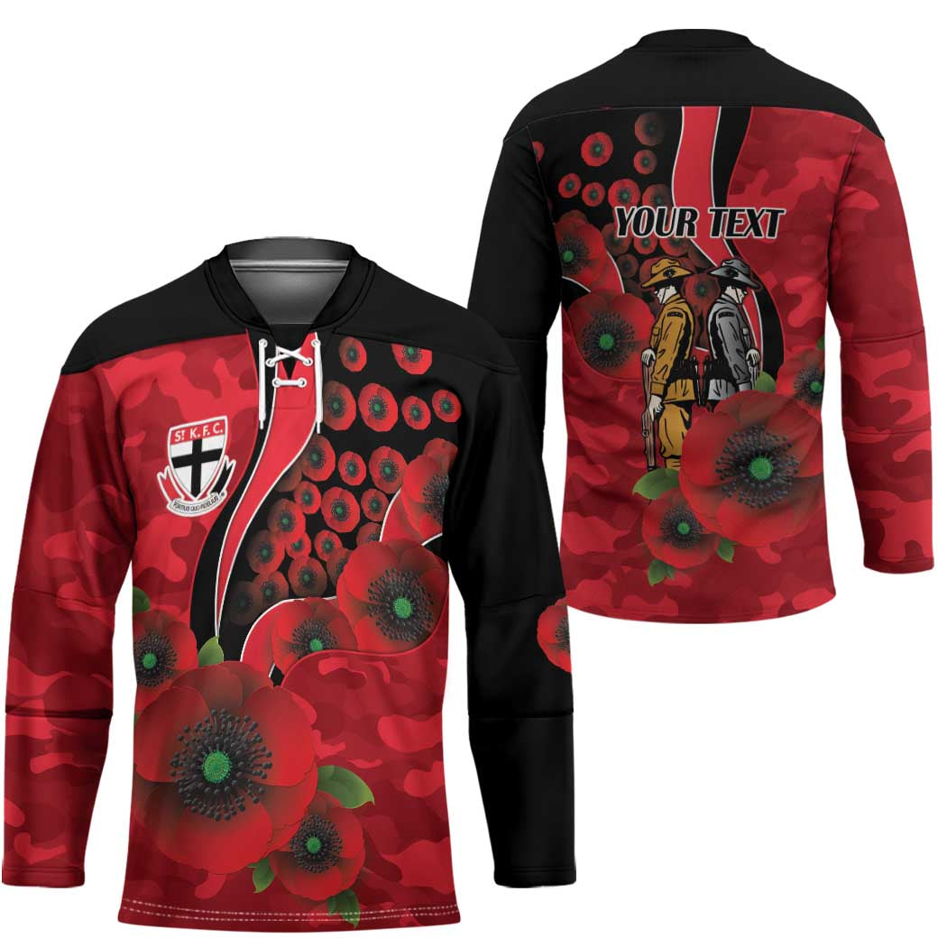 St Saints ANZAC Personalised Hockey Jersey Lest We Forget Poppy Camo