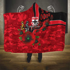 St Saints ANZAC Personalised Hooded Blanket Lest We Forget Poppy Camo