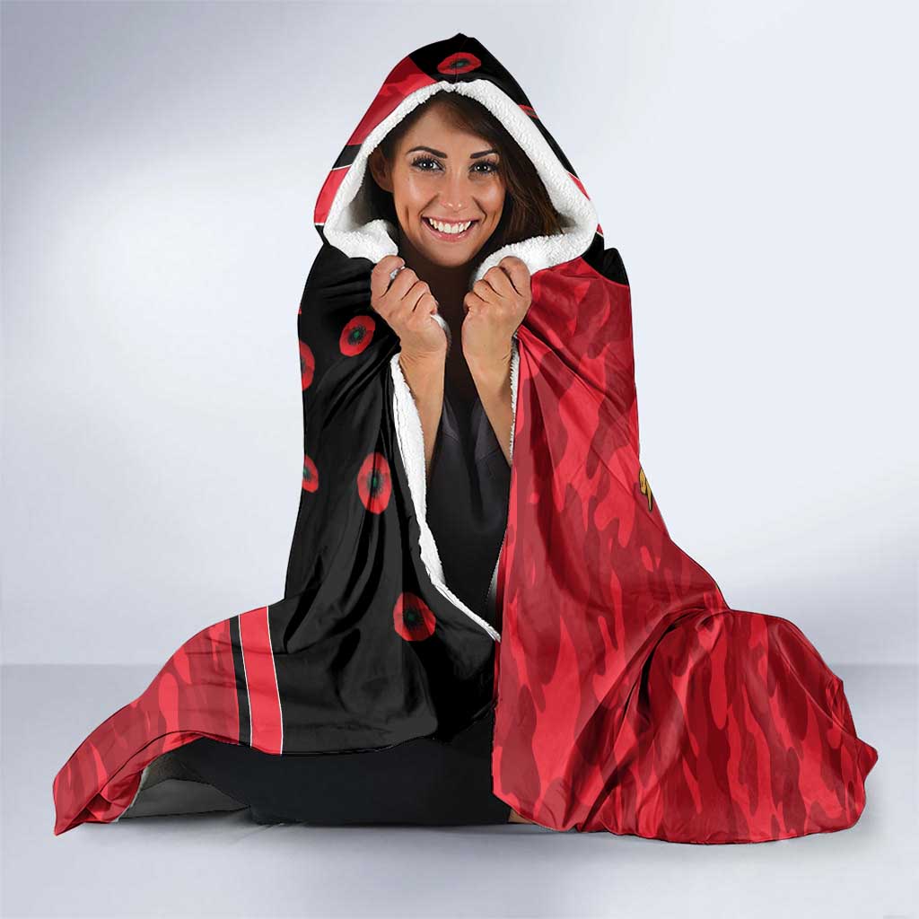 St Saints ANZAC Personalised Hooded Blanket Lest We Forget Poppy Camo