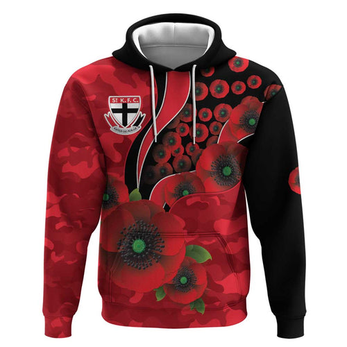 St Saints ANZAC Personalised Hoodie Lest We Forget Poppy Camo