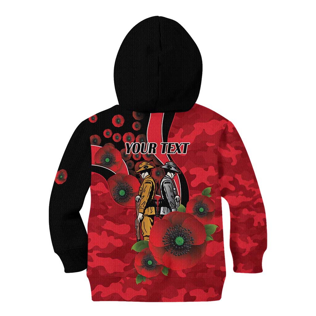 St Saints ANZAC Personalised Kid Hoodie Lest We Forget Poppy Camo