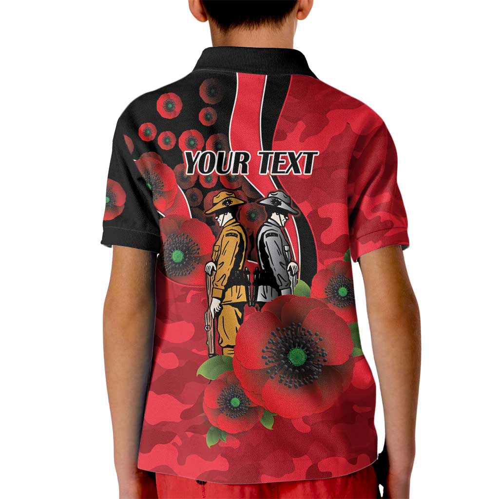 St Saints ANZAC Personalised Kid Polo Shirt Lest We Forget Poppy Camo