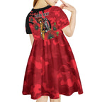 St Saints ANZAC Personalised Kid Short Sleeve Dress Lest We Forget Poppy Camo
