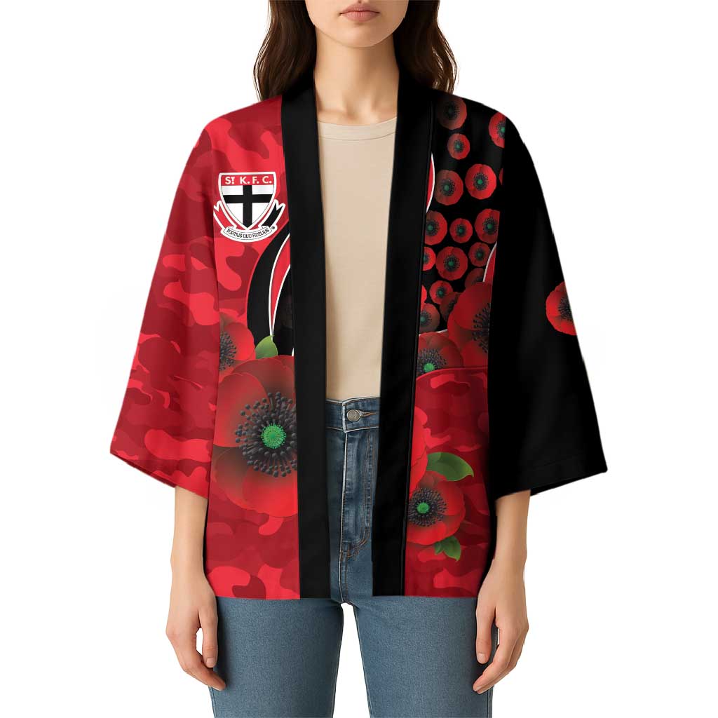 St Saints ANZAC Personalised Kimono Lest We Forget Poppy Camo