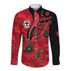 St Saints ANZAC Personalised Long Sleeve Button Shirt Lest We Forget Poppy Camo
