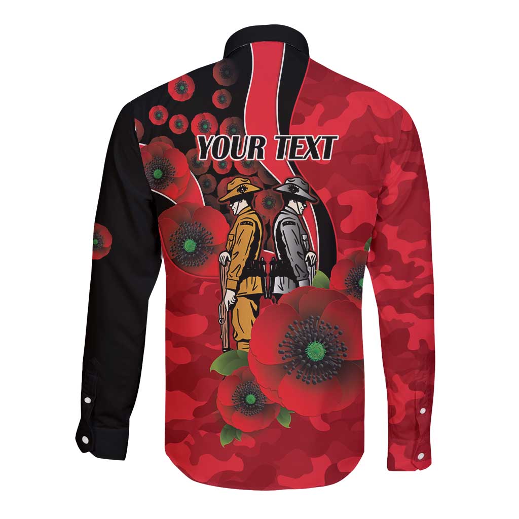 St Saints ANZAC Personalised Long Sleeve Button Shirt Lest We Forget Poppy Camo