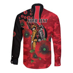 St Saints ANZAC Personalised Long Sleeve Button Shirt Lest We Forget Poppy Camo